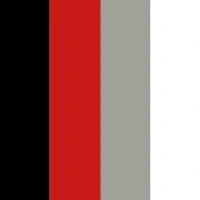 Cardinal colour palette - red, black, and white BioThane swatches