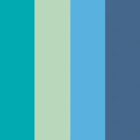 Cloud Nine colour palette - indigo, turquoise, baby blue, and pale green BioThane swatches