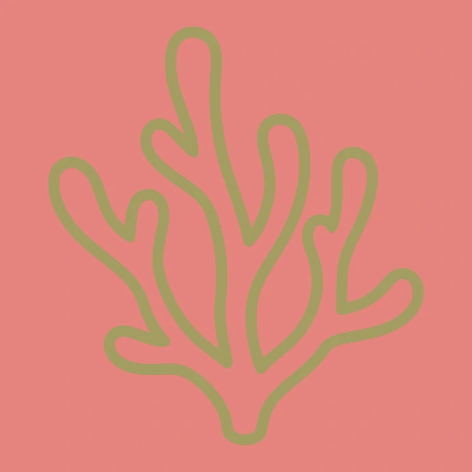 Misty Coral colour palette icon - pink and green coral symbol