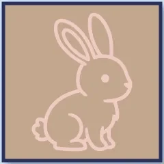 Cotton Tail Palette Icon: A soft beige and hazelnut woodland-inspired logo for bespoke, waterproof pet accessories.