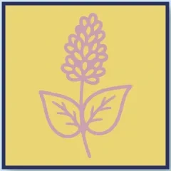 Lilac Bloom Palette Icon: A cheerful lilac and pastel yellow spring-inspired logo for handcrafted, durable animal gear.