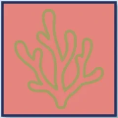 Misty Coral Palette Icon: A vintage peach and fern green sunset-inspired logo for organic, bespoke BioThane leads.
