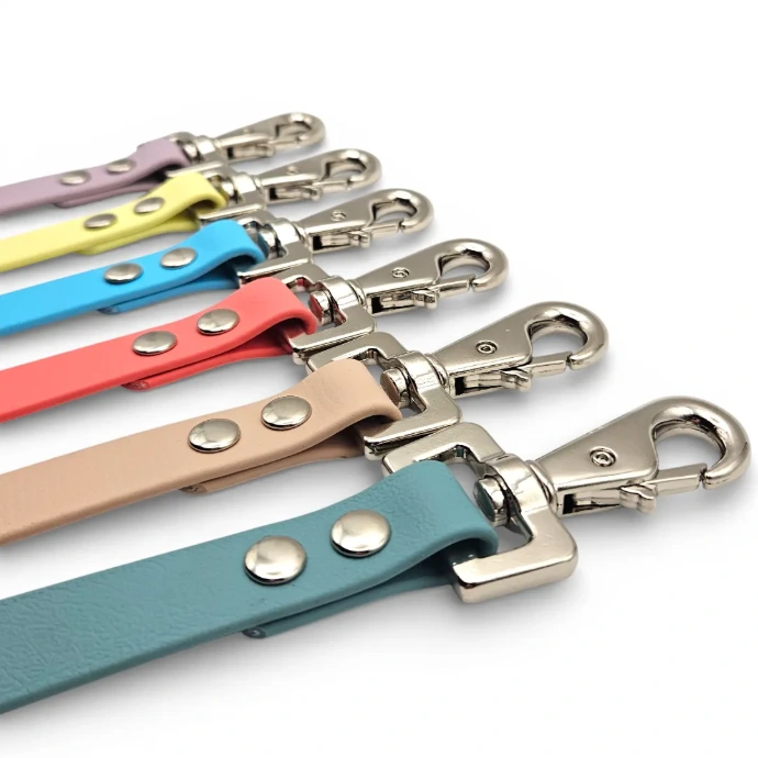 Six adjustable BioThane horse fillet strings in Whisper Collection shades: Cloud Nine, Cotton Tail, Lavender Dream, Lilac Bloom, Misty Coral, and Sea Foam. Hygienic, waterproof, and easy-clean rug straps handcrafted in the UK.