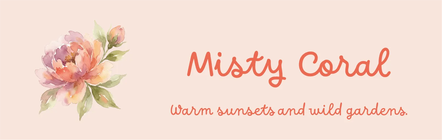 Floral watercolour banner in warm coral and green tones. Representing the Misty Coral palette for durable, colourful dog gear and premium rope horse halters.