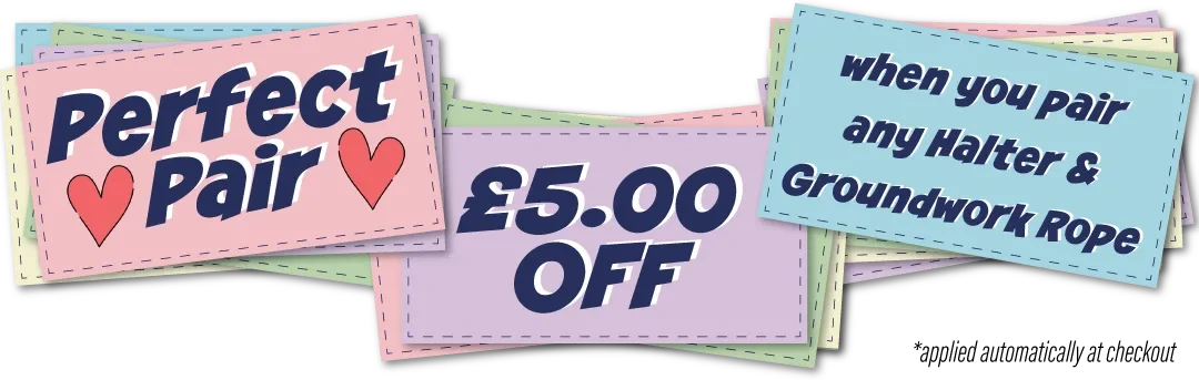 Perfect Pair Offer - save £5 when you pair a Rope Halter and Groundwork Rope from Ponies and Pups