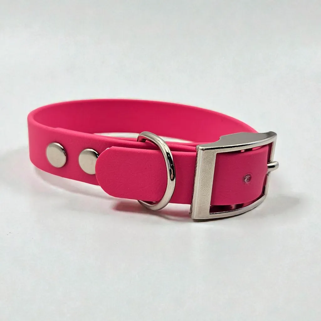 biothane-dog-collar-berry-burst-neon-pink-front