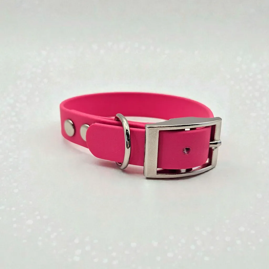 biothane-dog-collar-berry-burst-neon-pink-front