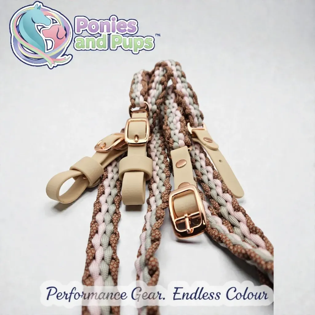 [ENGREIN-COTTO-SPONY-1] Braided English Reins | Cotton Tail (Small Pony)